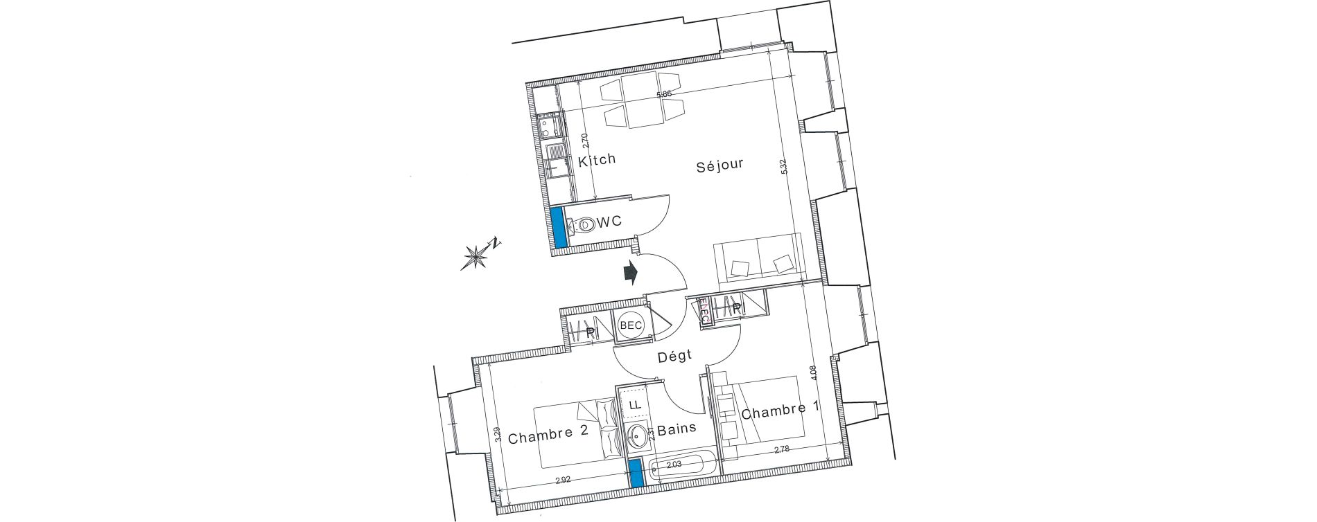 Appartement T3 de 57,10 m2 &agrave; Bayeux Centre