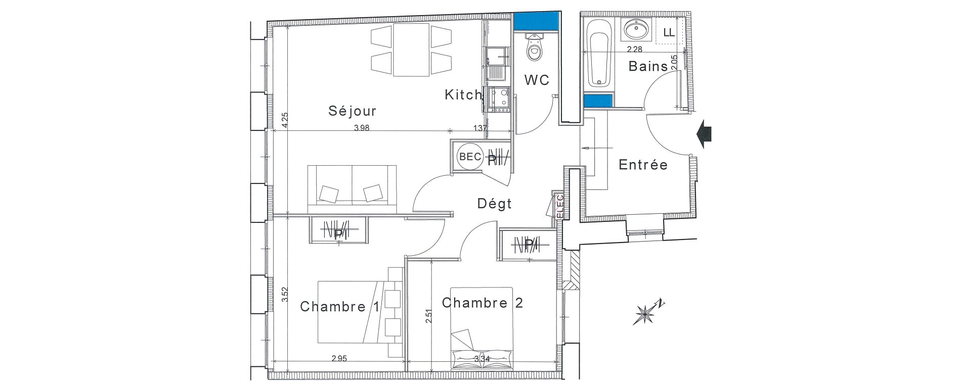 Appartement T3 de 58,50 m2 &agrave; Bayeux Centre