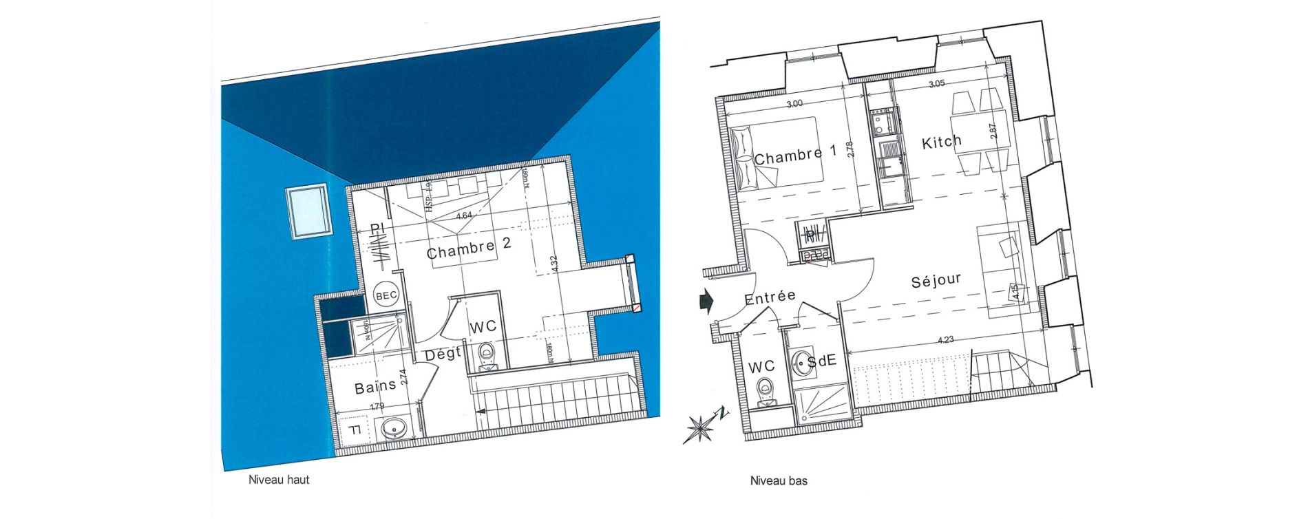 Duplex T3 de 60,40 m2 &agrave; Bayeux Centre