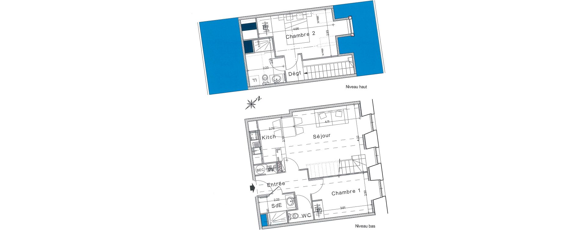 Duplex T3 de 57,60 m2 &agrave; Bayeux Centre