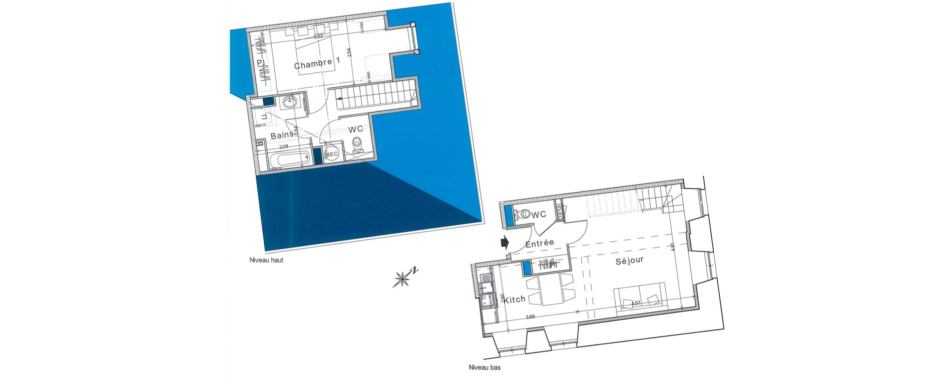 Duplex T2 de 53,90 m2 &agrave; Bayeux Centre