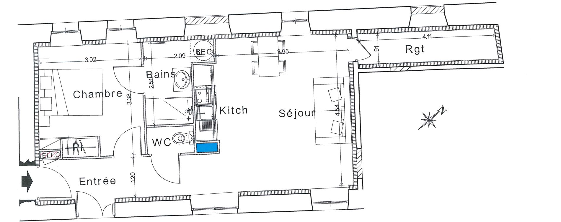 Appartement T2 de 45,50 m2 &agrave; Bayeux Centre