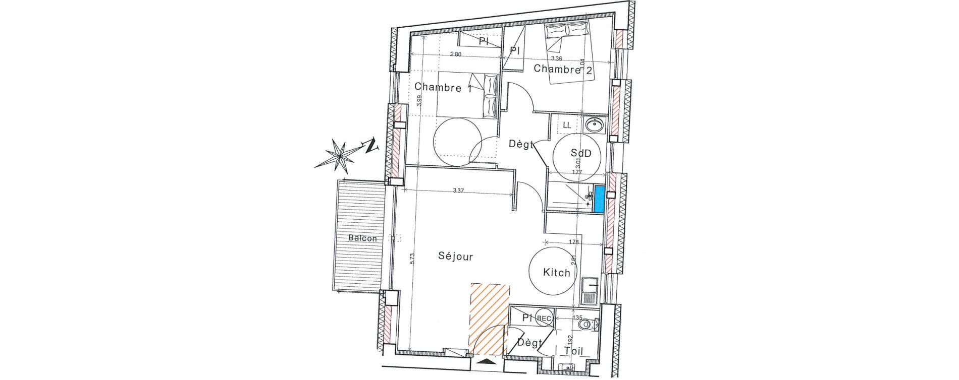 Appartement T3 de 62,05 m2 &agrave; Bayeux Centre