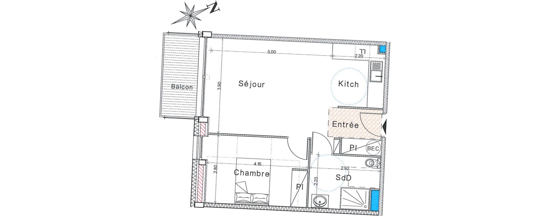 Appartement T2 de 46,10 m2 &agrave; Bayeux Centre
