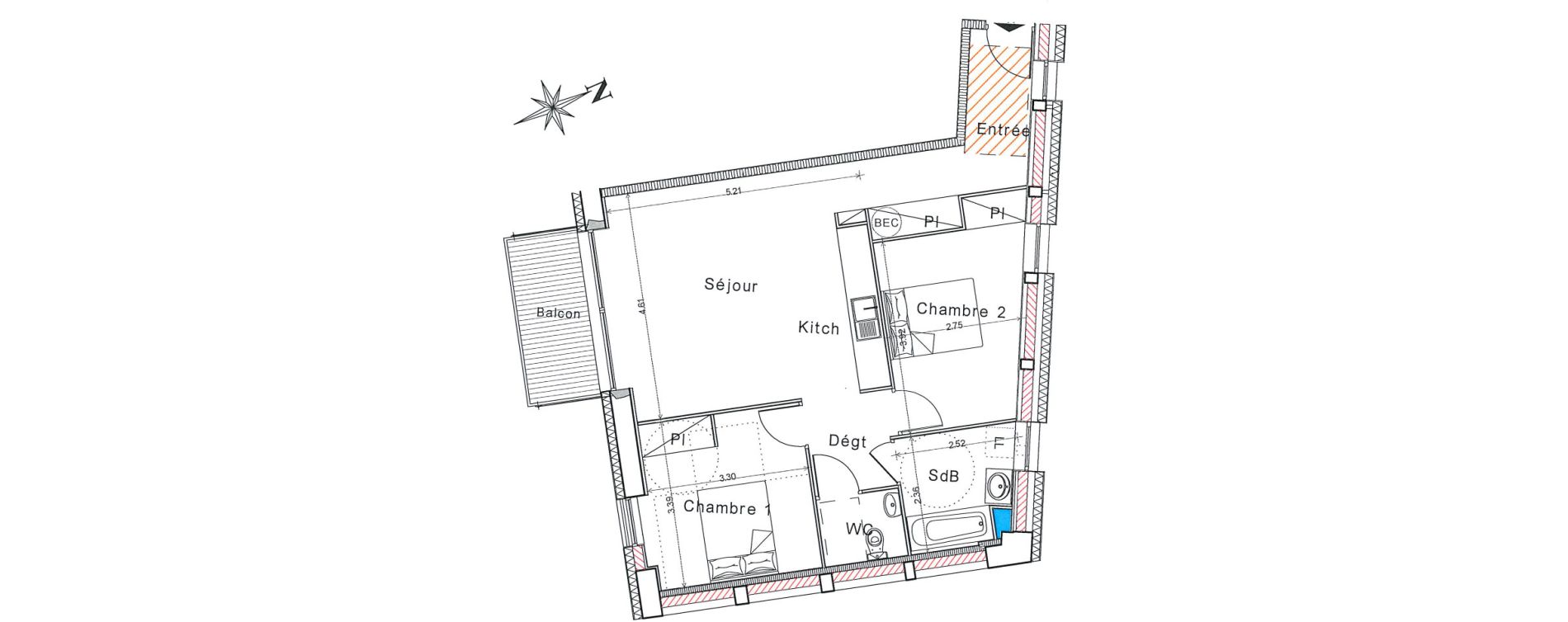 Appartement T3 de 65,30 m2 &agrave; Bayeux Centre