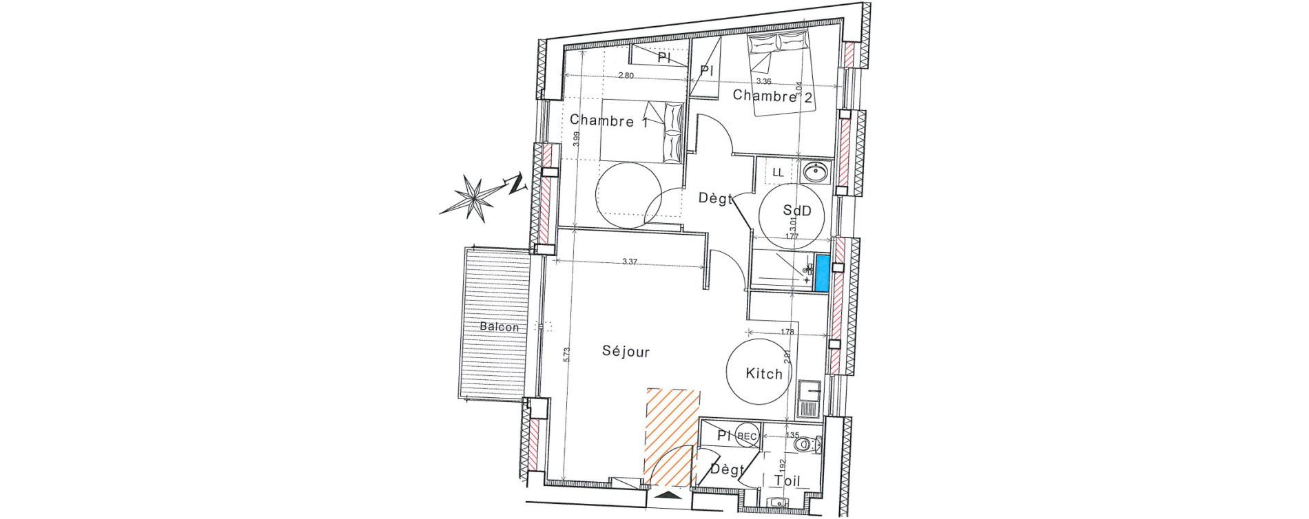 Appartement T3 de 62,05 m2 &agrave; Bayeux Centre