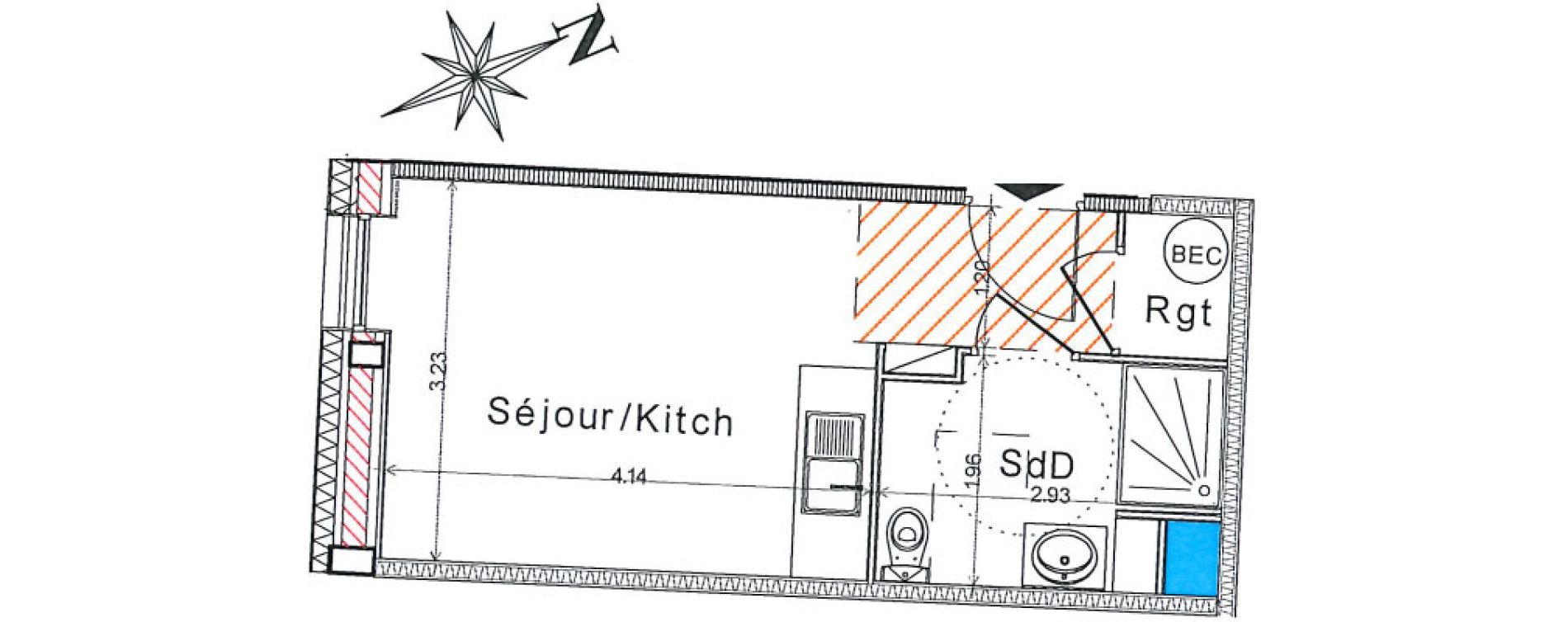Appartement T1 de 22,25 m2 &agrave; Bayeux Centre