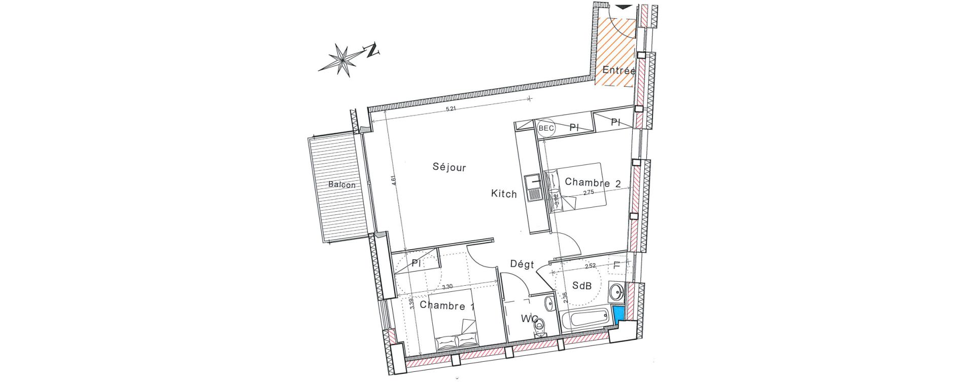 Appartement T3 de 65,30 m2 &agrave; Bayeux Centre