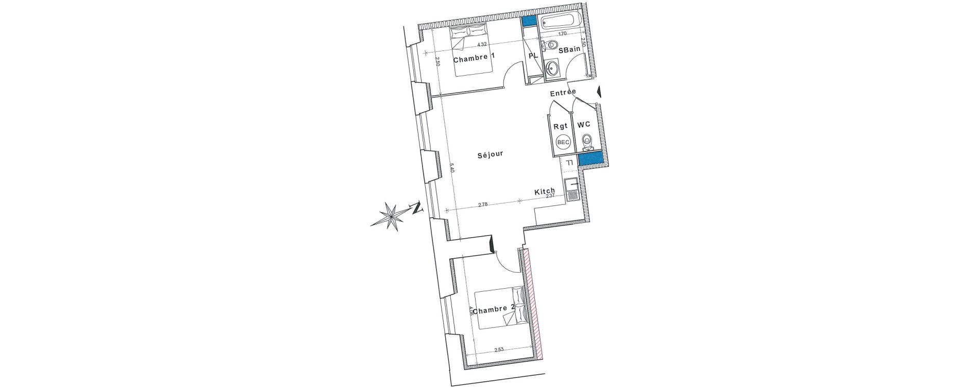 Appartement T3 de 55,55 m2 &agrave; Bayeux Centre
