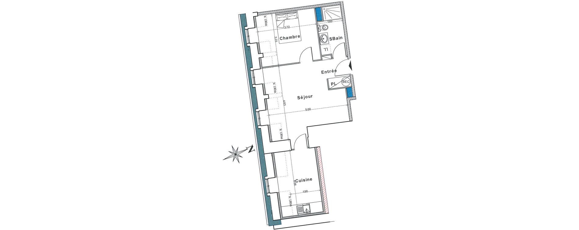 Appartement T2 de 43,05 m2 &agrave; Bayeux Centre