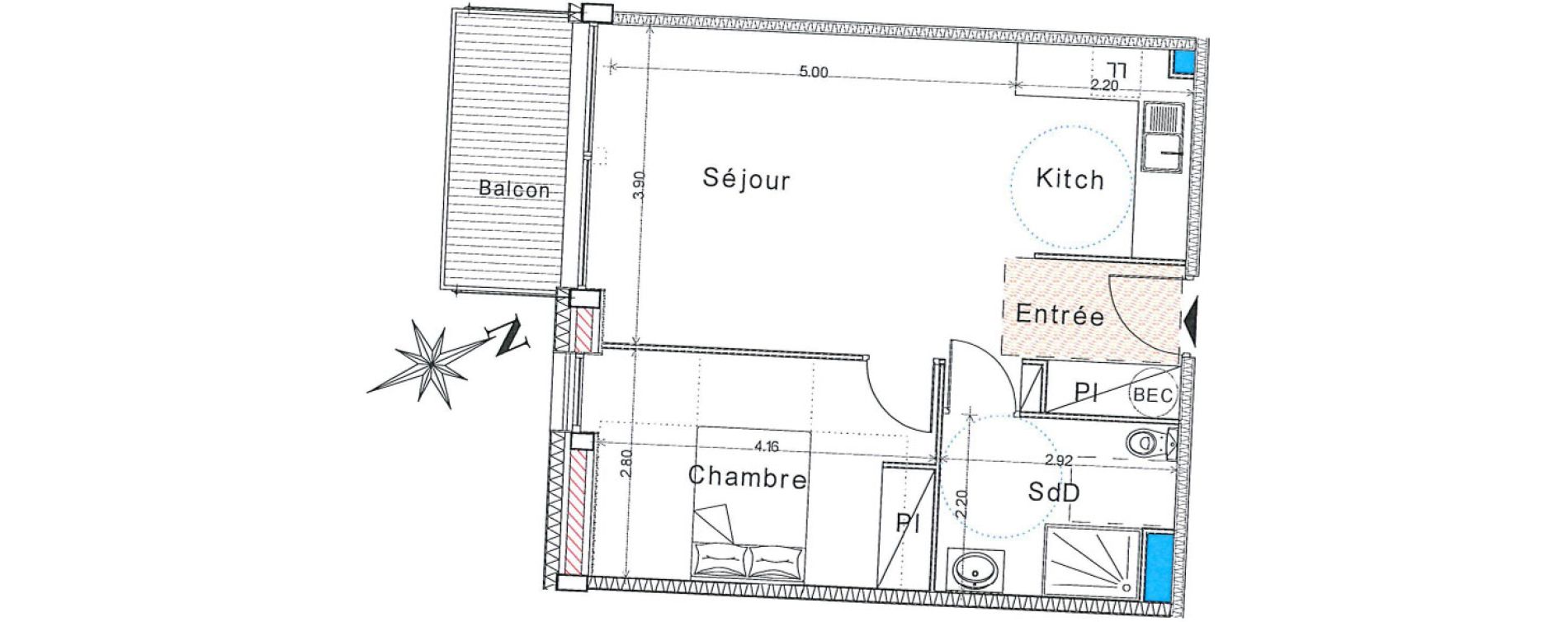 Appartement T2 de 46,80 m2 &agrave; Bayeux Centre
