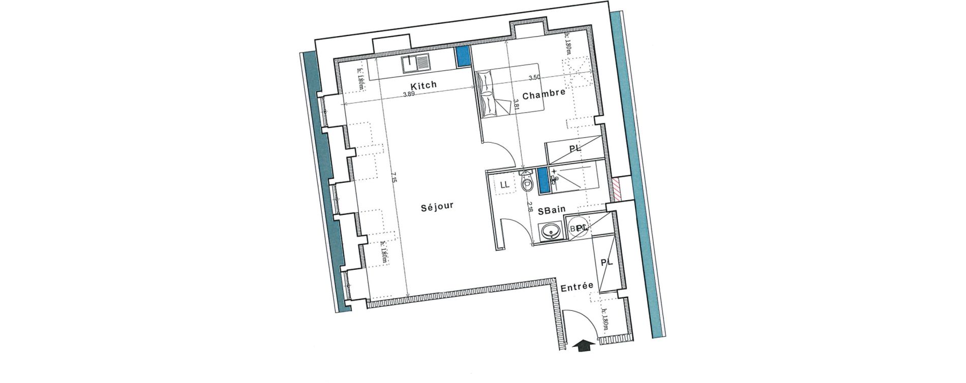 Appartement T3 de 46,30 m2 &agrave; Bayeux Centre