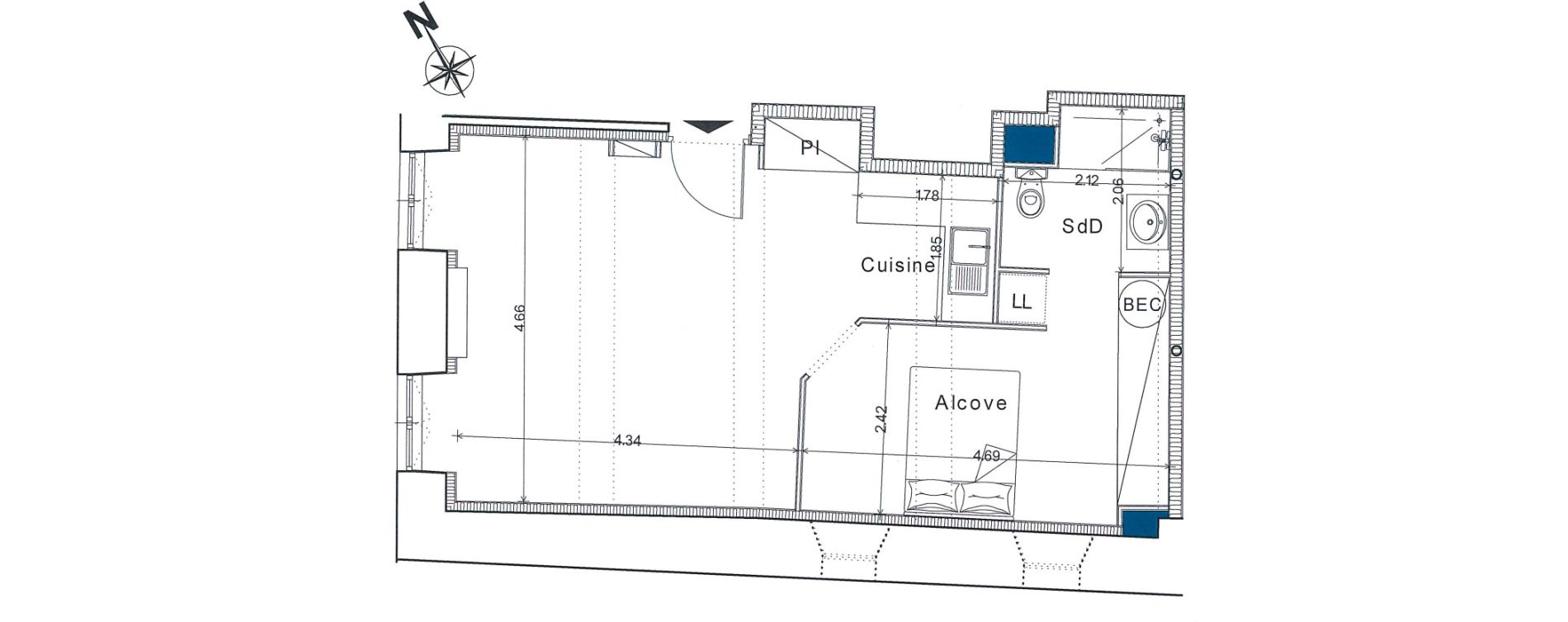 Appartement T2 de 42,50 m2 &agrave; Bayeux Centre