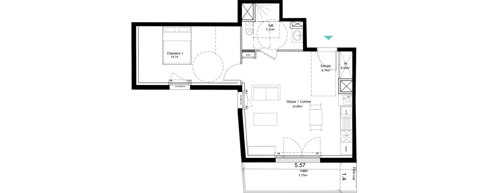 Appartement T2 de 46,06 m2 &agrave; Bayeux Saint-julien - route saint-patrice