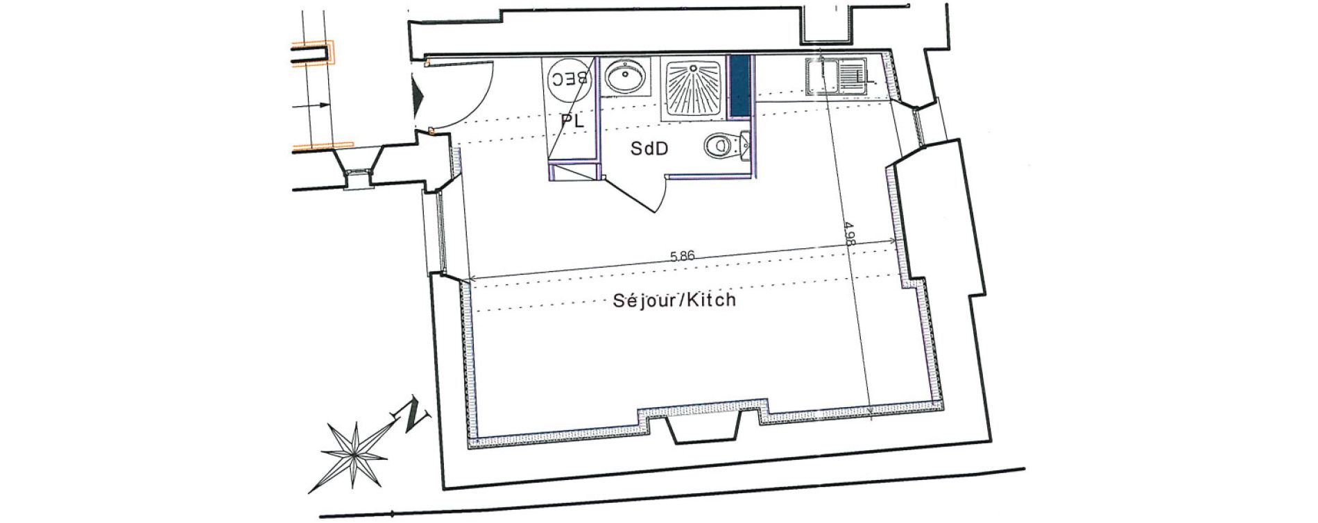 Appartement T1 de 28,50 m2 &agrave; Bayeux Centre