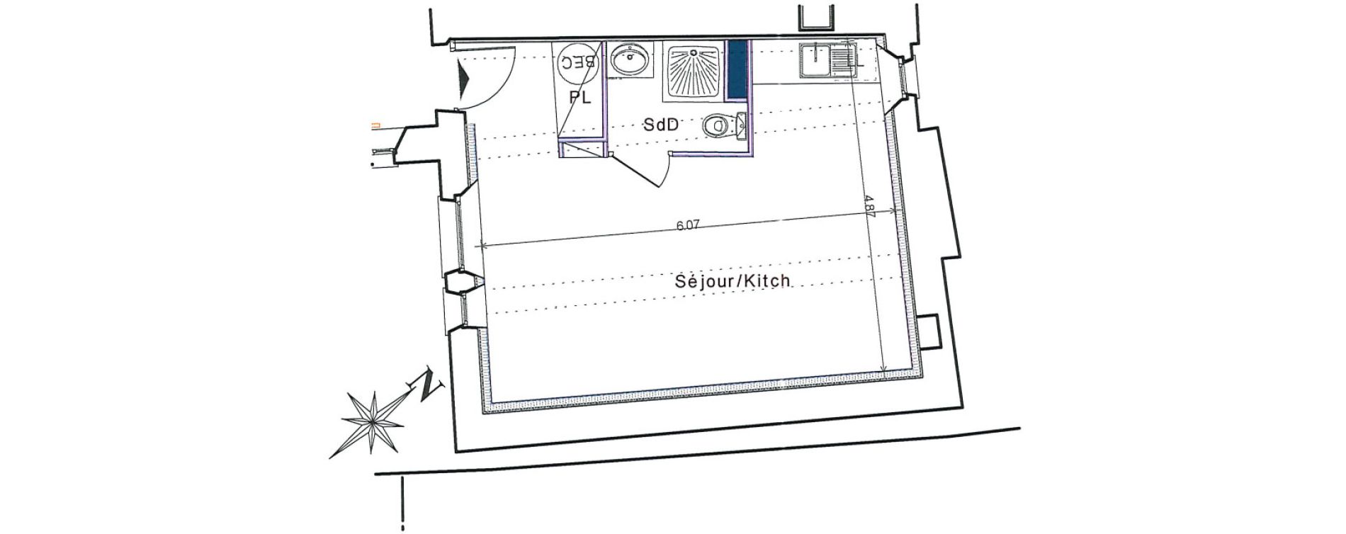 Appartement T1 de 30,00 m2 &agrave; Bayeux Centre