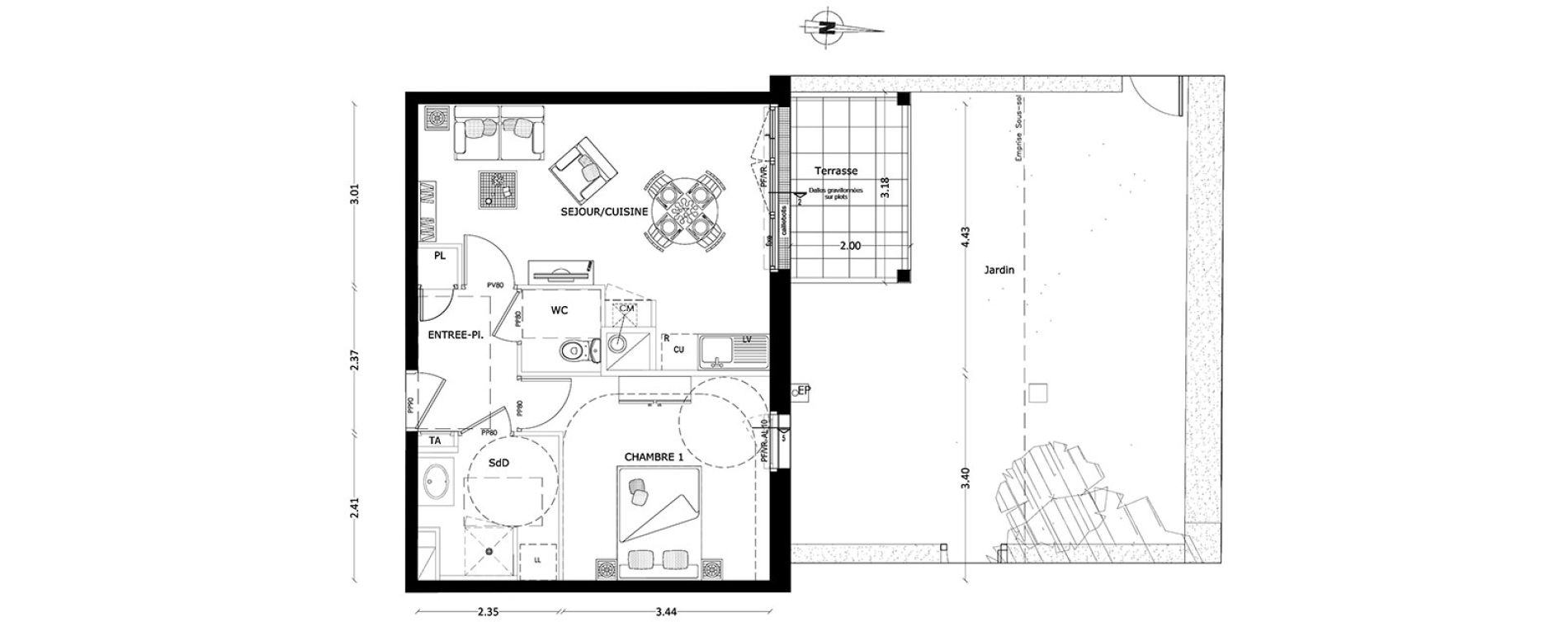 Appartement T2 de 43,97 m2 &agrave; Benerville-Sur-Mer Centre