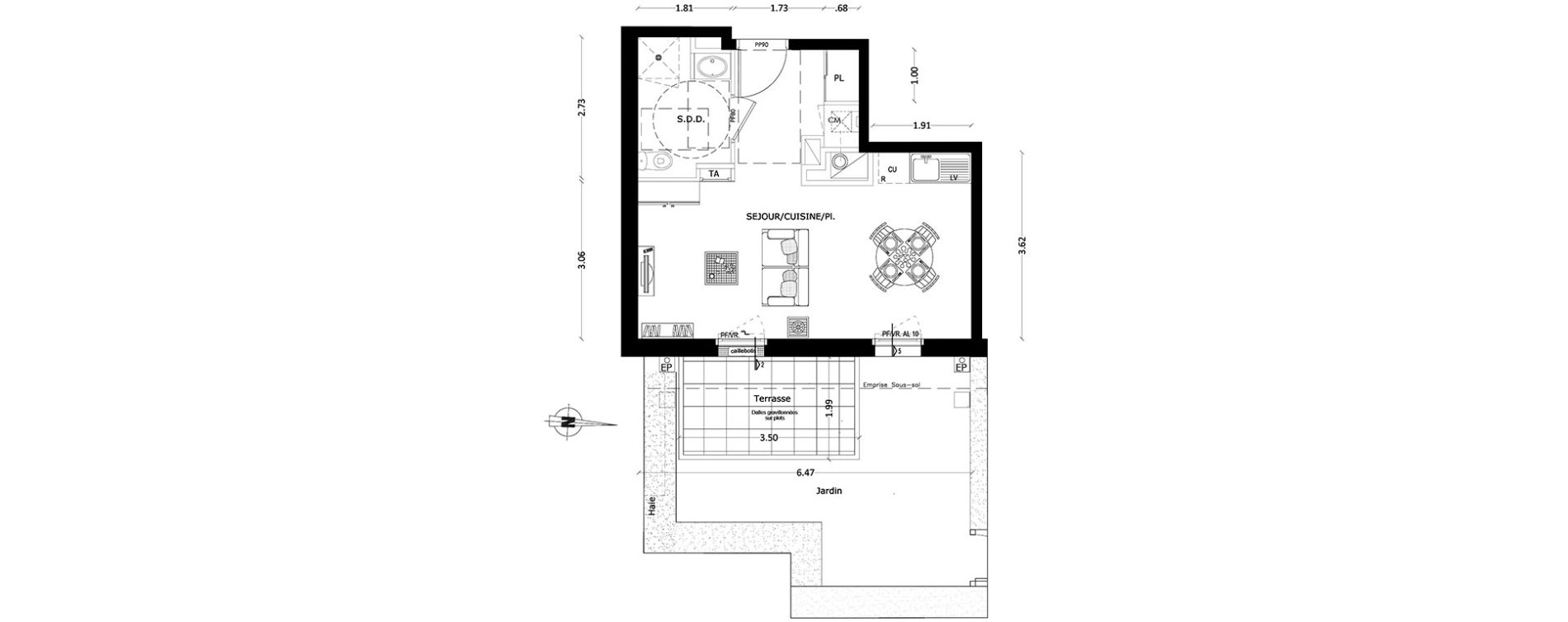 Appartement T1 de 30,50 m2 &agrave; Benerville-Sur-Mer Centre
