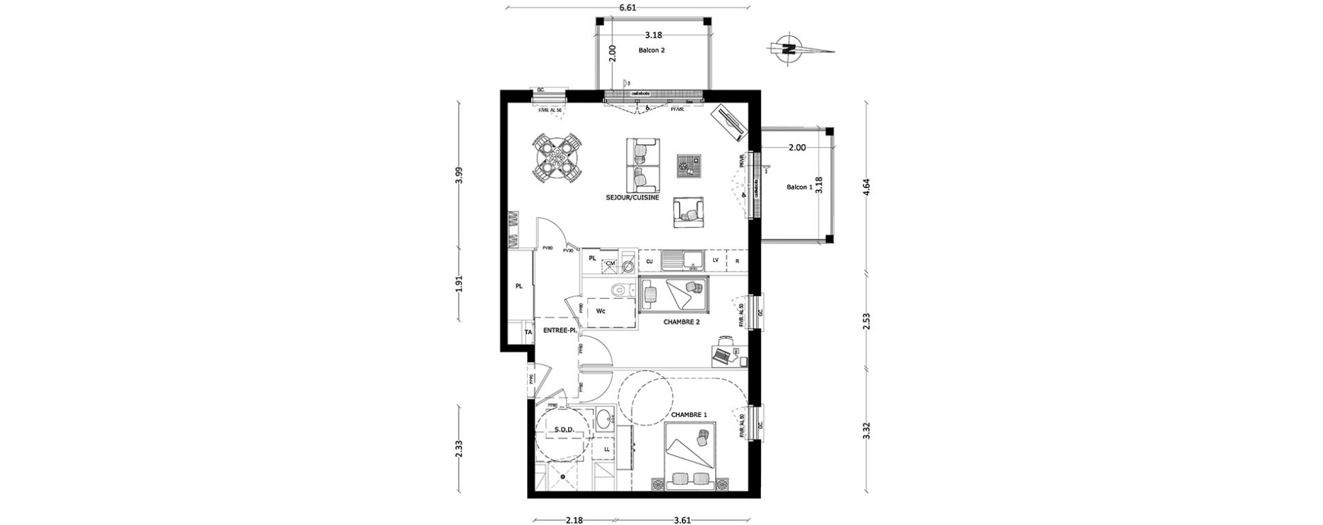 Appartement T3 de 64,00 m2 &agrave; Benerville-Sur-Mer Centre