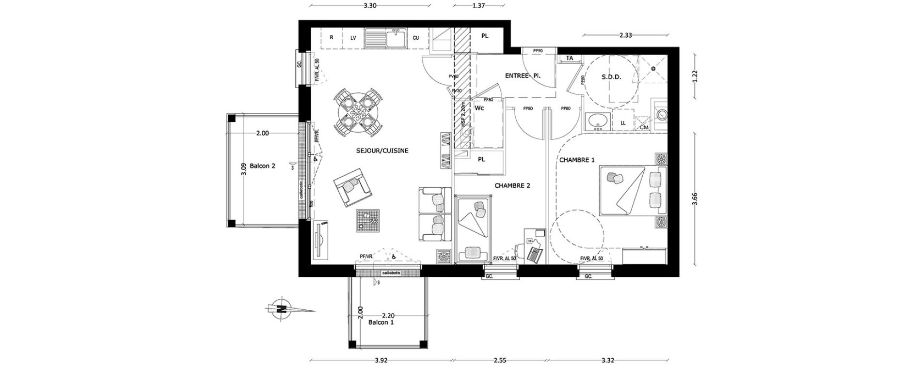 Appartement T3 de 59,50 m2 &agrave; Benerville-Sur-Mer Centre