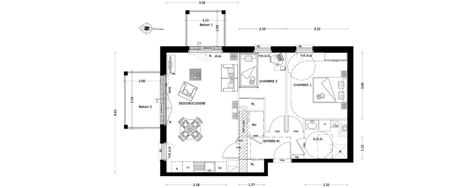Appartement T3 de 59,30 m2 &agrave; Benerville-Sur-Mer Centre