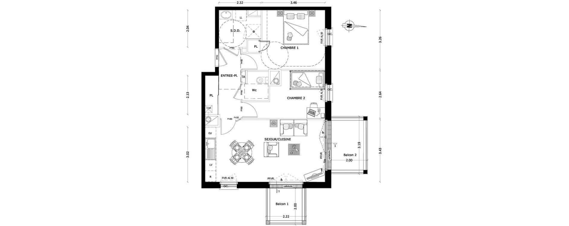 Appartement T3 de 56,63 m2 &agrave; Benerville-Sur-Mer Centre