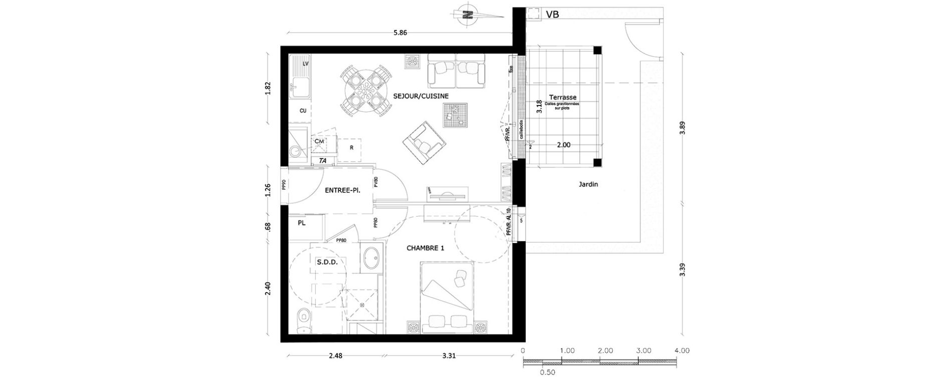 Appartement T2 de 40,79 m2 &agrave; Benerville-Sur-Mer Centre