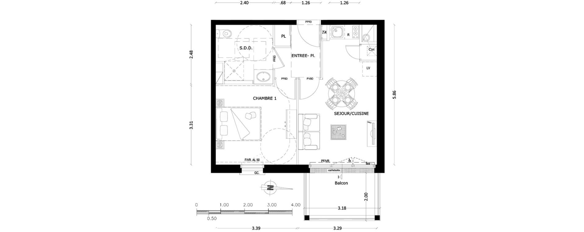 Appartement T2 de 37,24 m2 &agrave; Benerville-Sur-Mer Centre