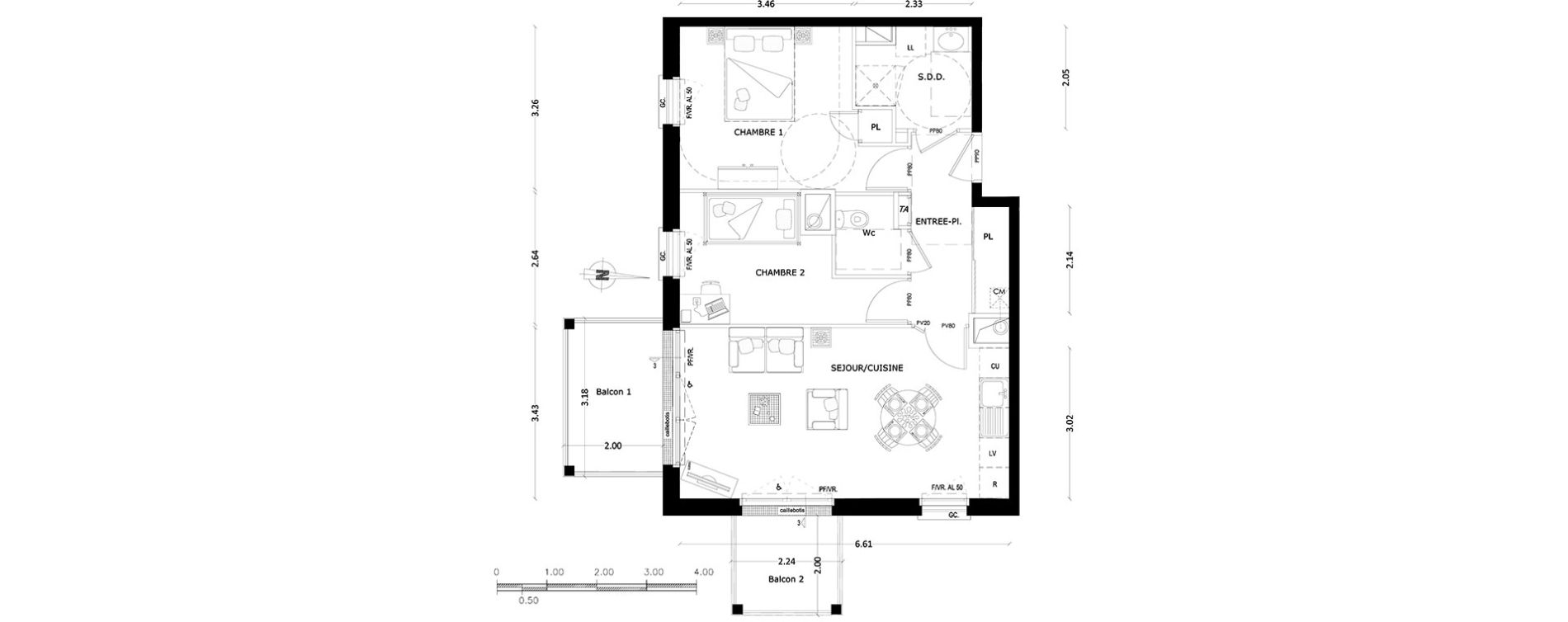 Appartement T3 de 56,63 m2 &agrave; Benerville-Sur-Mer Centre