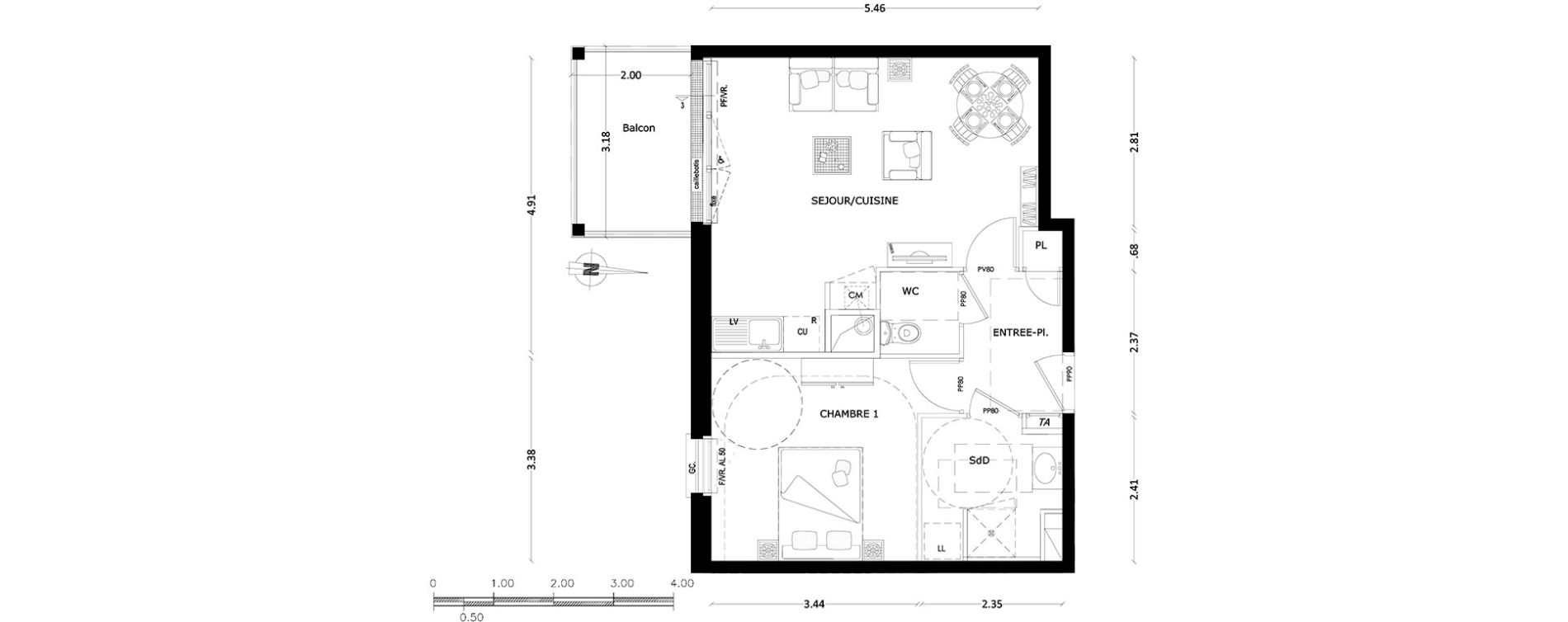 Appartement T2 de 45,67 m2 &agrave; Benerville-Sur-Mer Centre