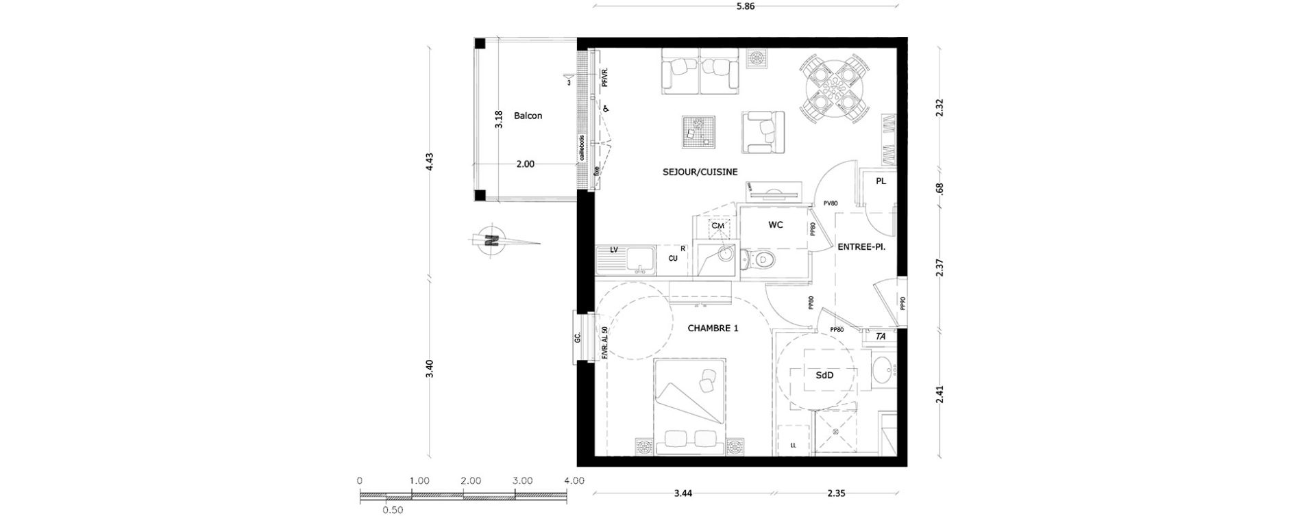 Appartement T2 de 43,97 m2 &agrave; Benerville-Sur-Mer Centre