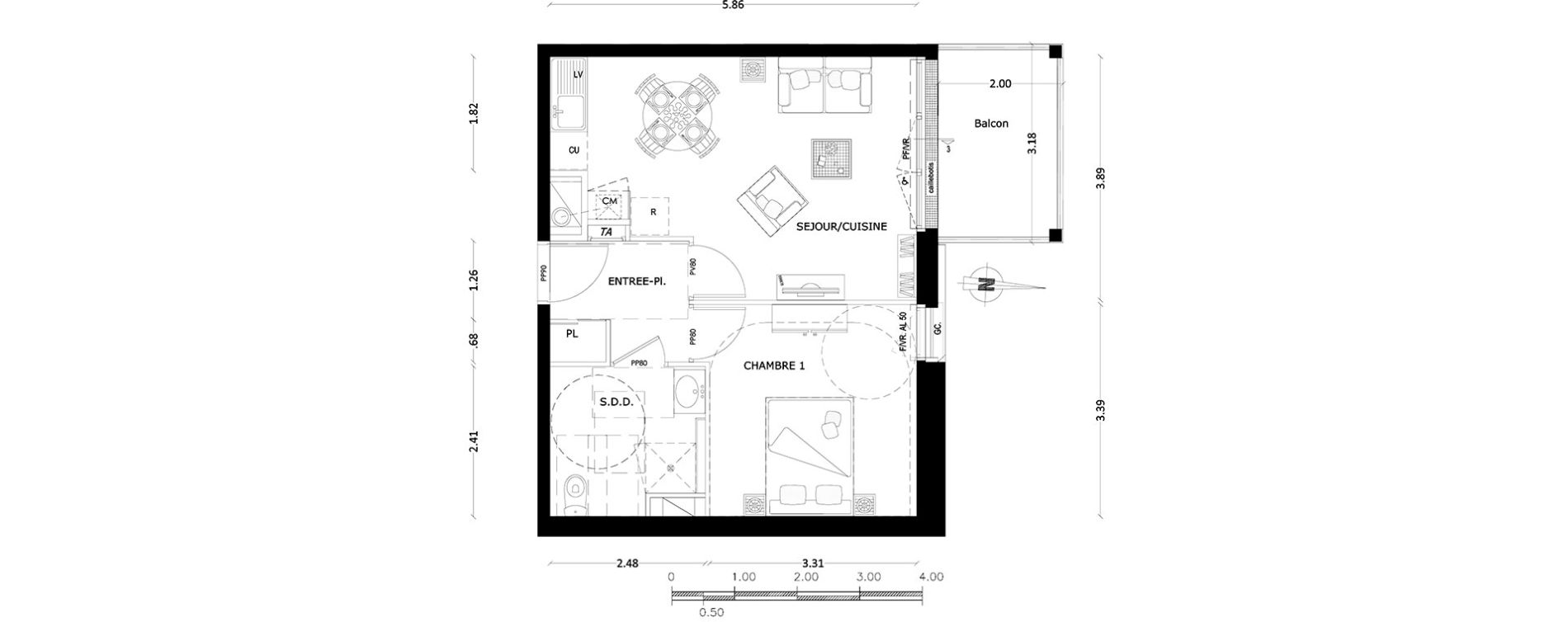 Appartement T2 de 40,79 m2 &agrave; Benerville-Sur-Mer Centre