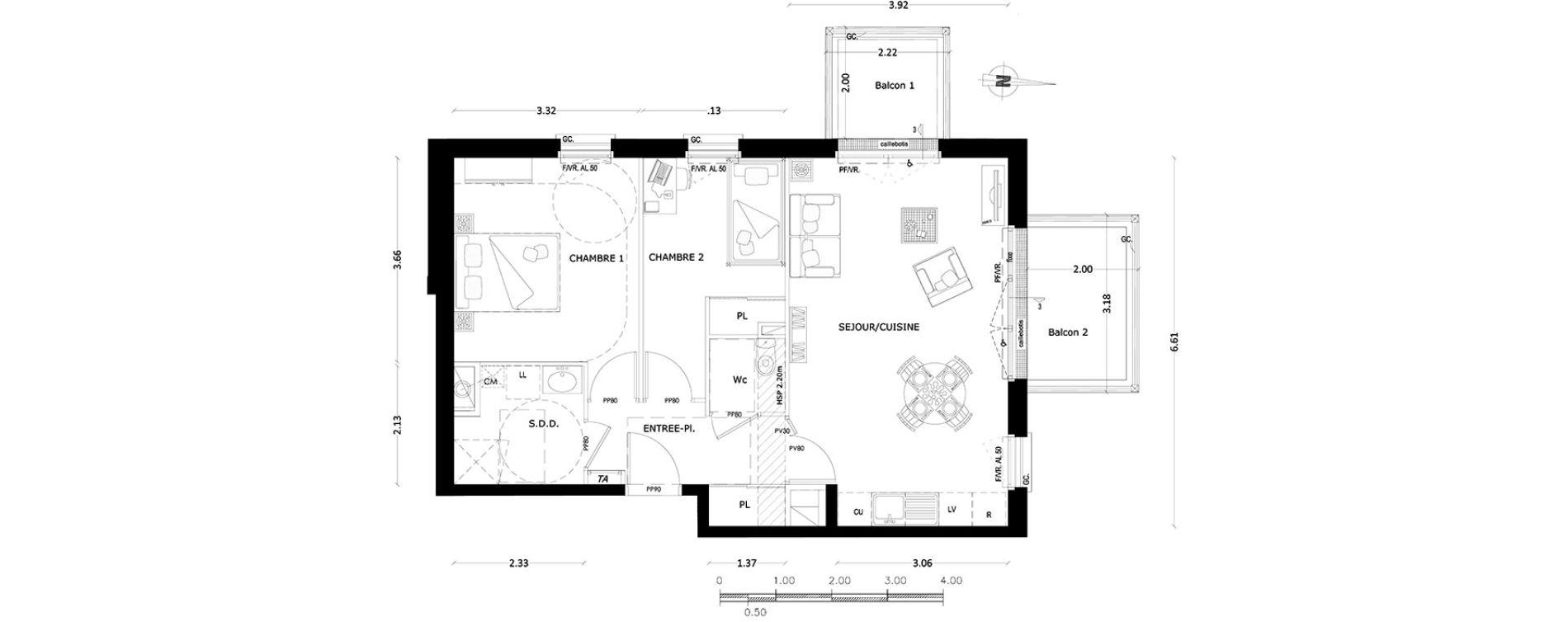 Appartement T3 de 59,30 m2 &agrave; Benerville-Sur-Mer Centre