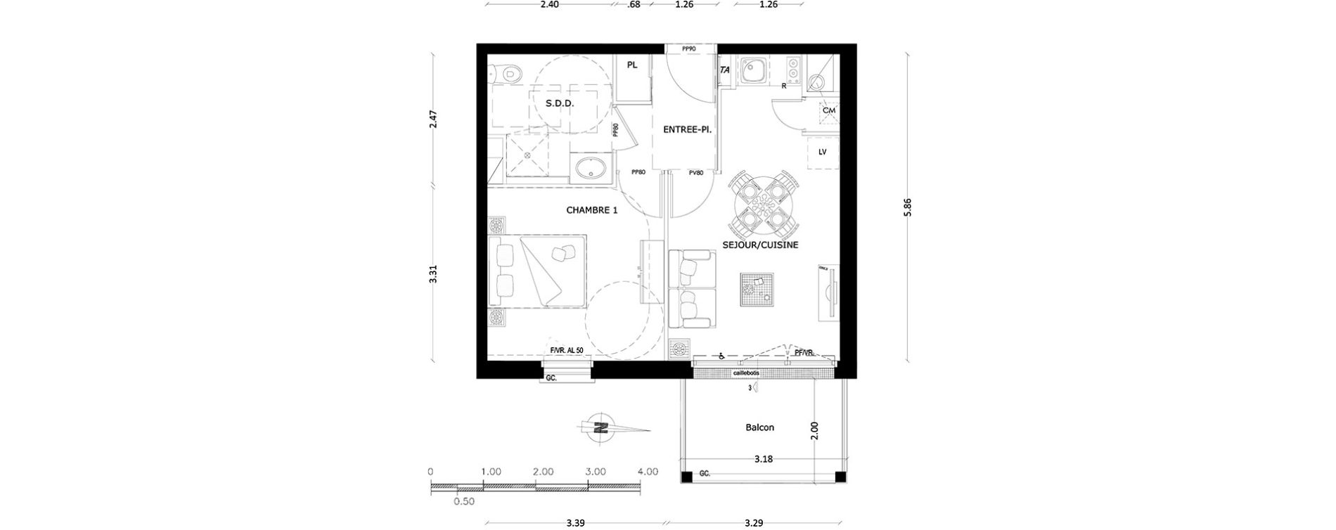Appartement T2 de 37,24 m2 &agrave; Benerville-Sur-Mer Centre
