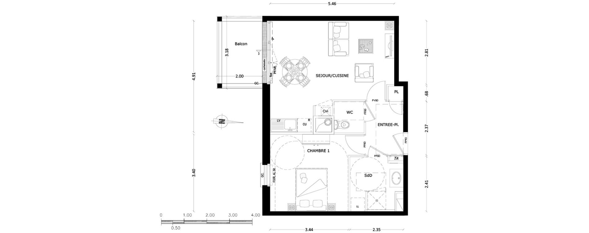 Appartement T2 de 45,67 m2 &agrave; Benerville-Sur-Mer Centre