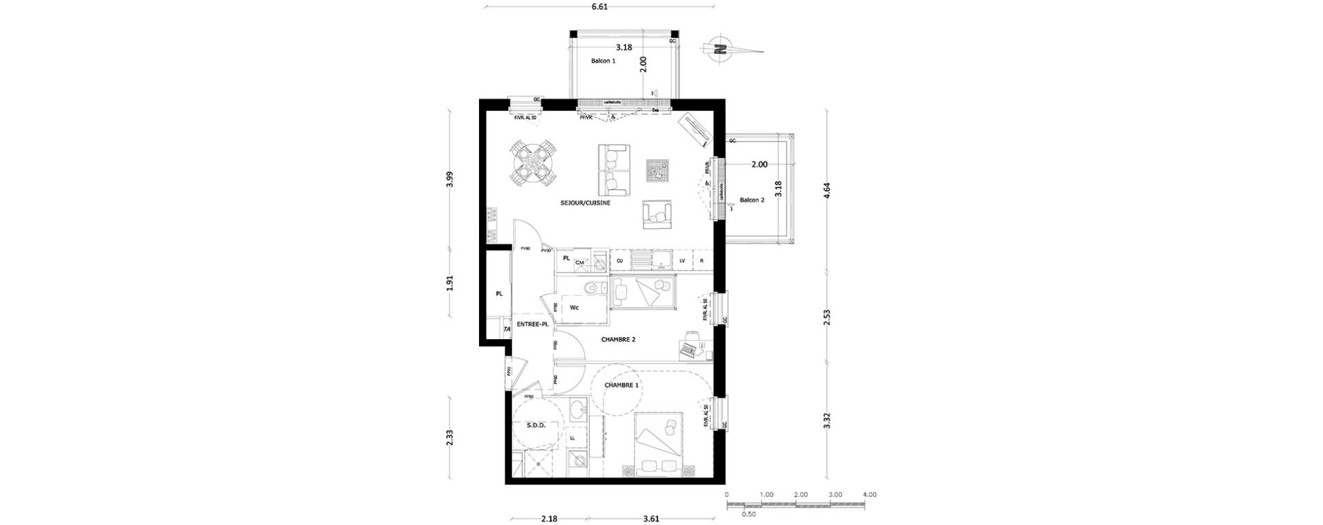 Appartement T3 de 63,91 m2 &agrave; Benerville-Sur-Mer Centre