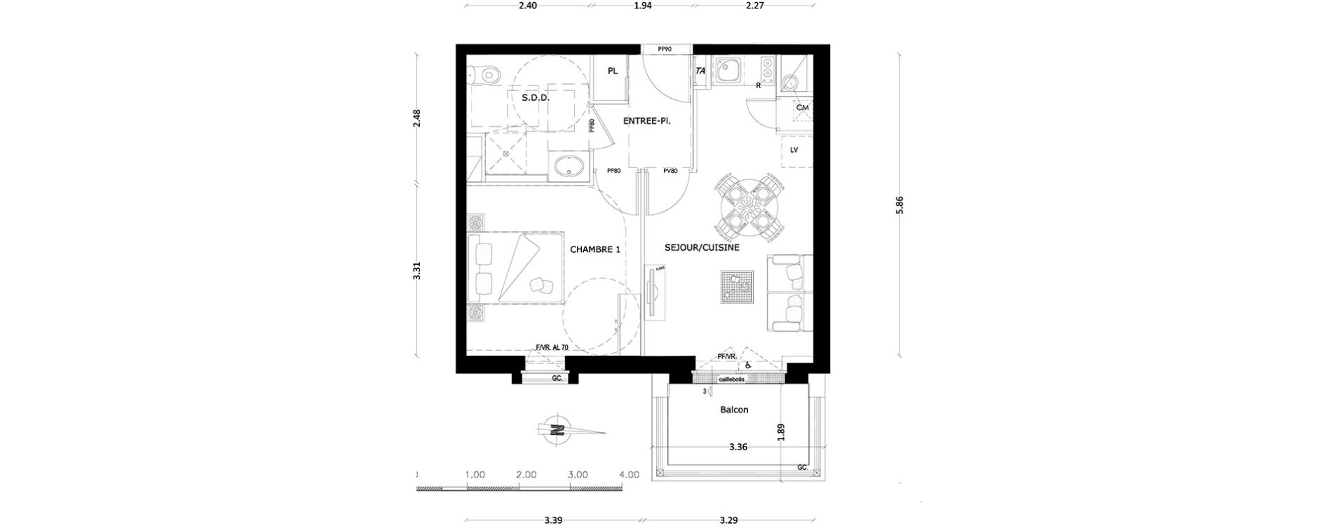 Appartement T2 de 37,71 m2 &agrave; Benerville-Sur-Mer Centre