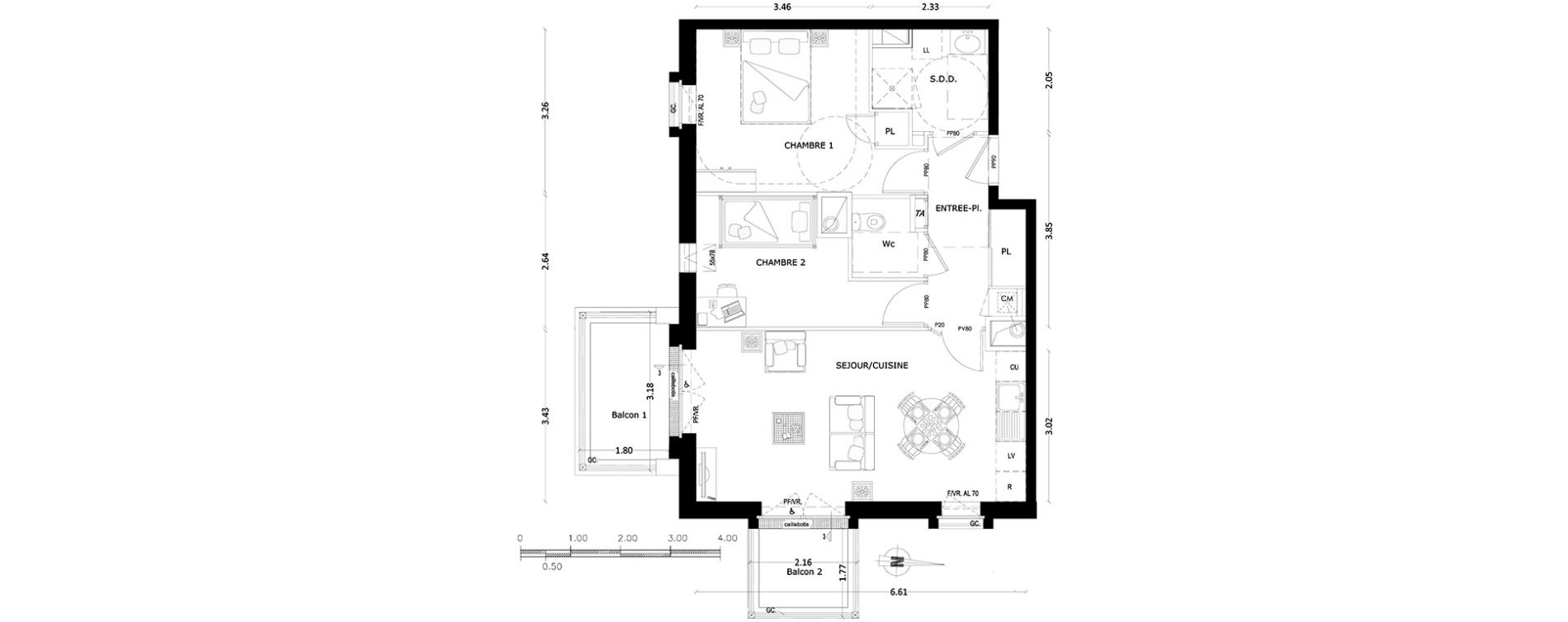 Appartement T3 de 57,44 m2 &agrave; Benerville-Sur-Mer Centre