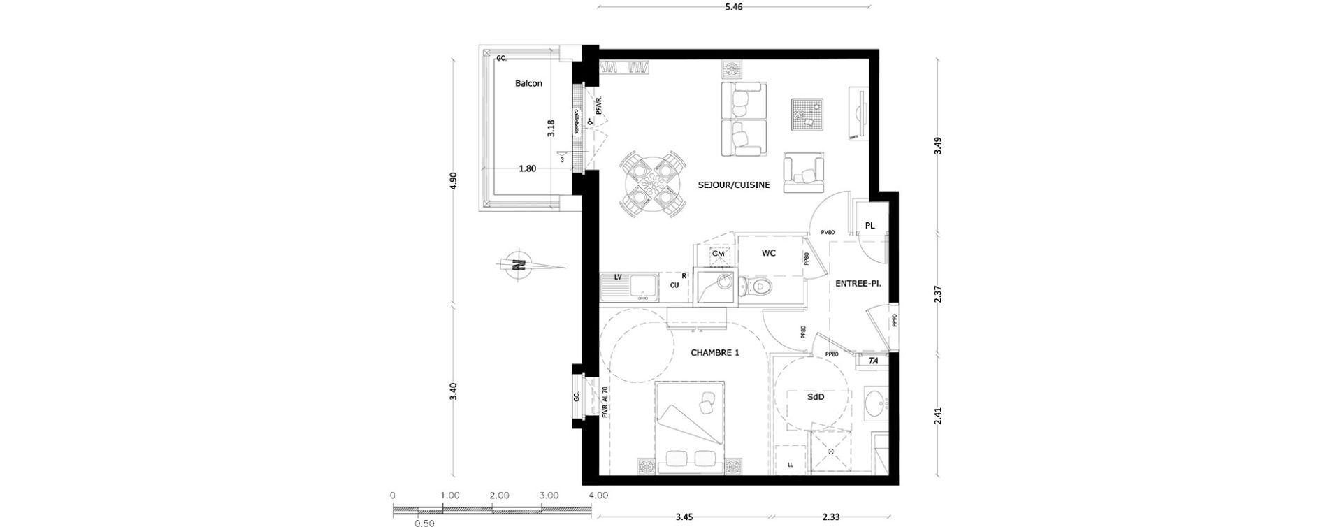 Appartement T2 de 46,12 m2 &agrave; Benerville-Sur-Mer Centre