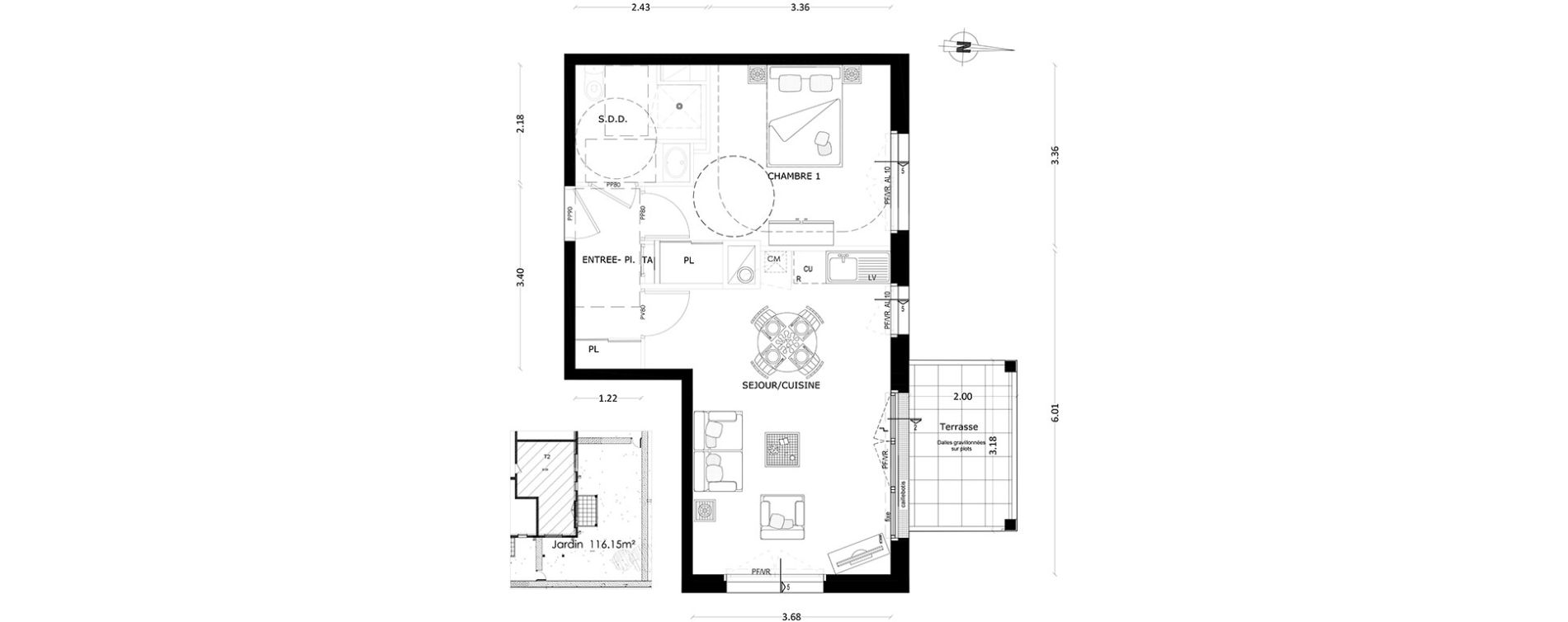 Appartement T2 de 44,95 m2 &agrave; Benerville-Sur-Mer Centre