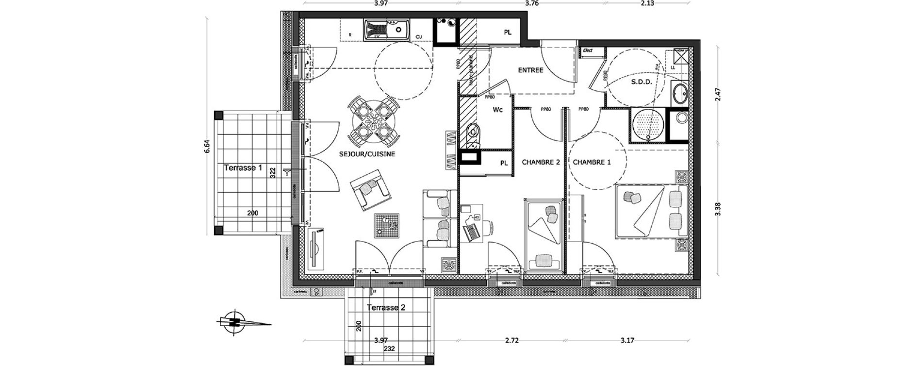 Appartement T3 de 60,36 m2 &agrave; Benerville-Sur-Mer Centre