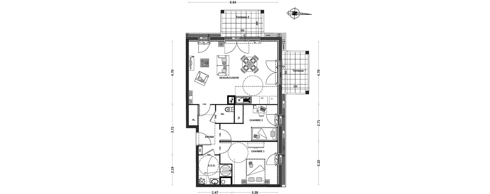 Appartement T3 de 65,59 m2 &agrave; Benerville-Sur-Mer Centre