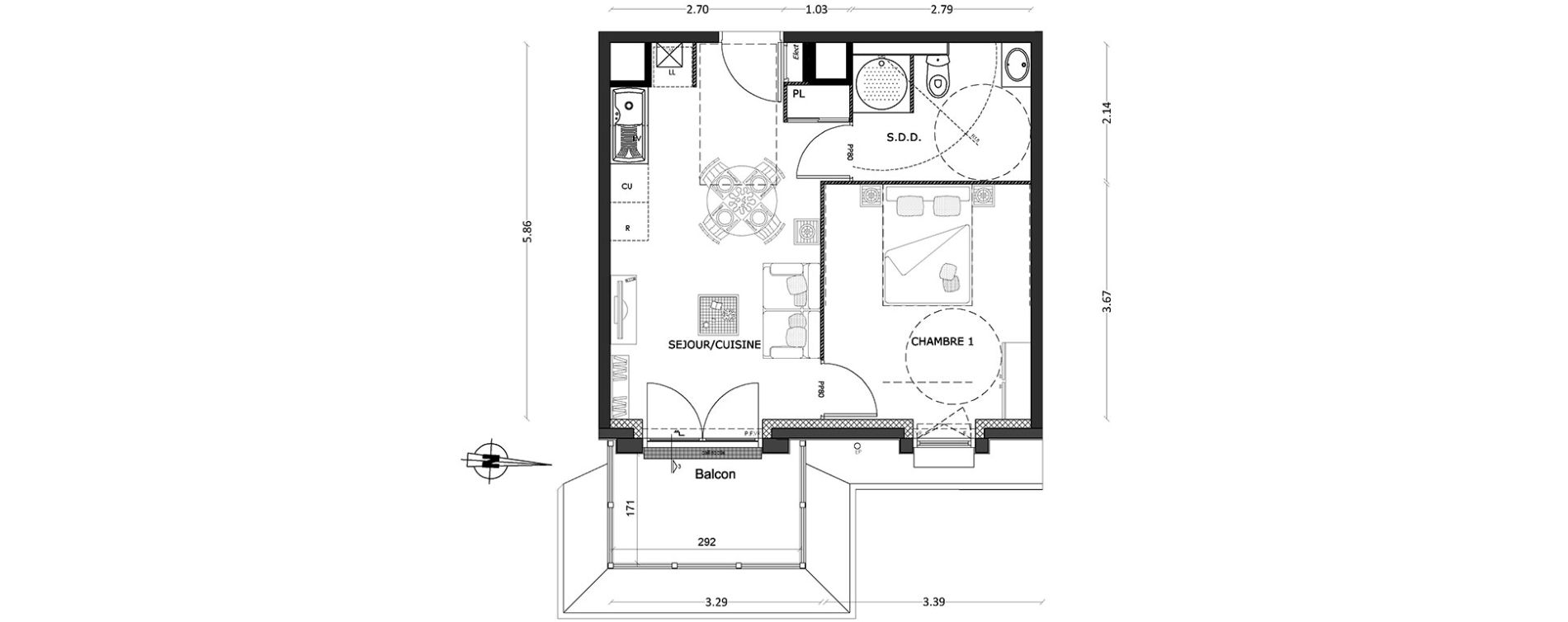 Appartement T2 de 37,94 m2 &agrave; Benerville-Sur-Mer Centre
