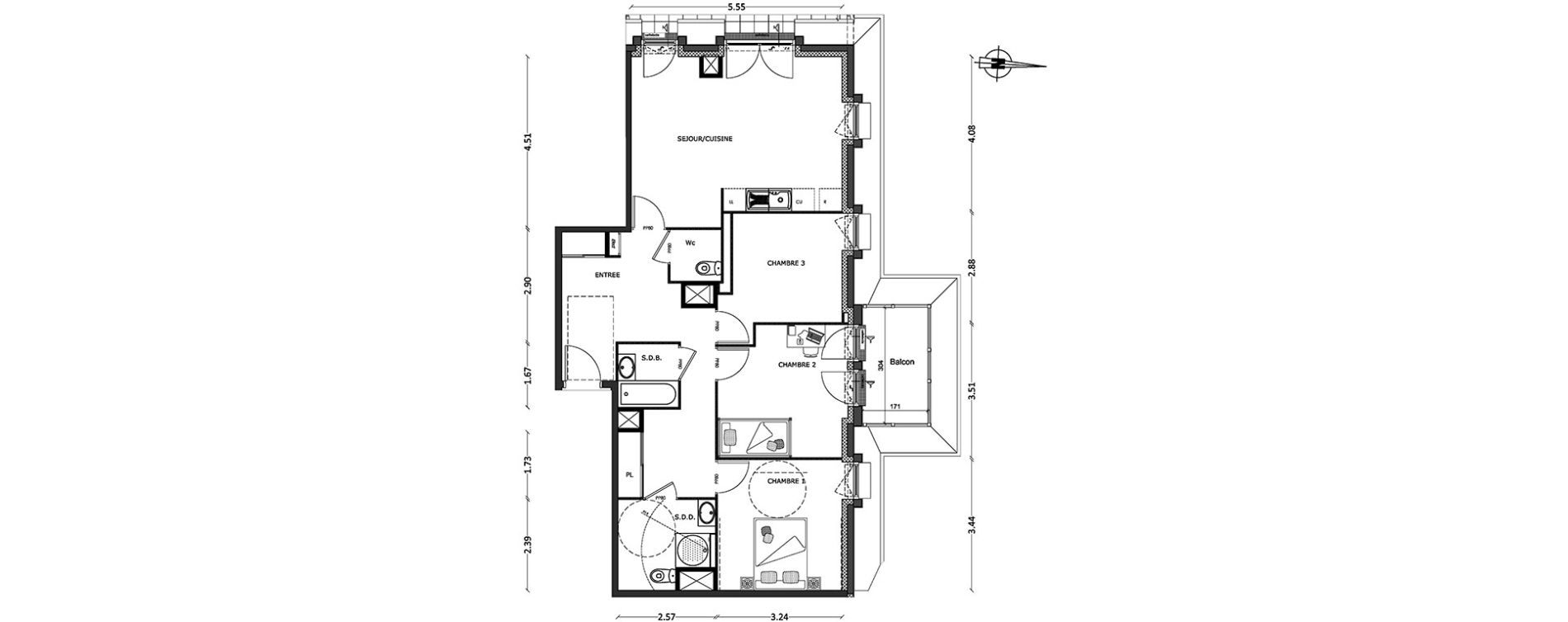 Appartement T4 de 84,16 m2 &agrave; Benerville-Sur-Mer Centre