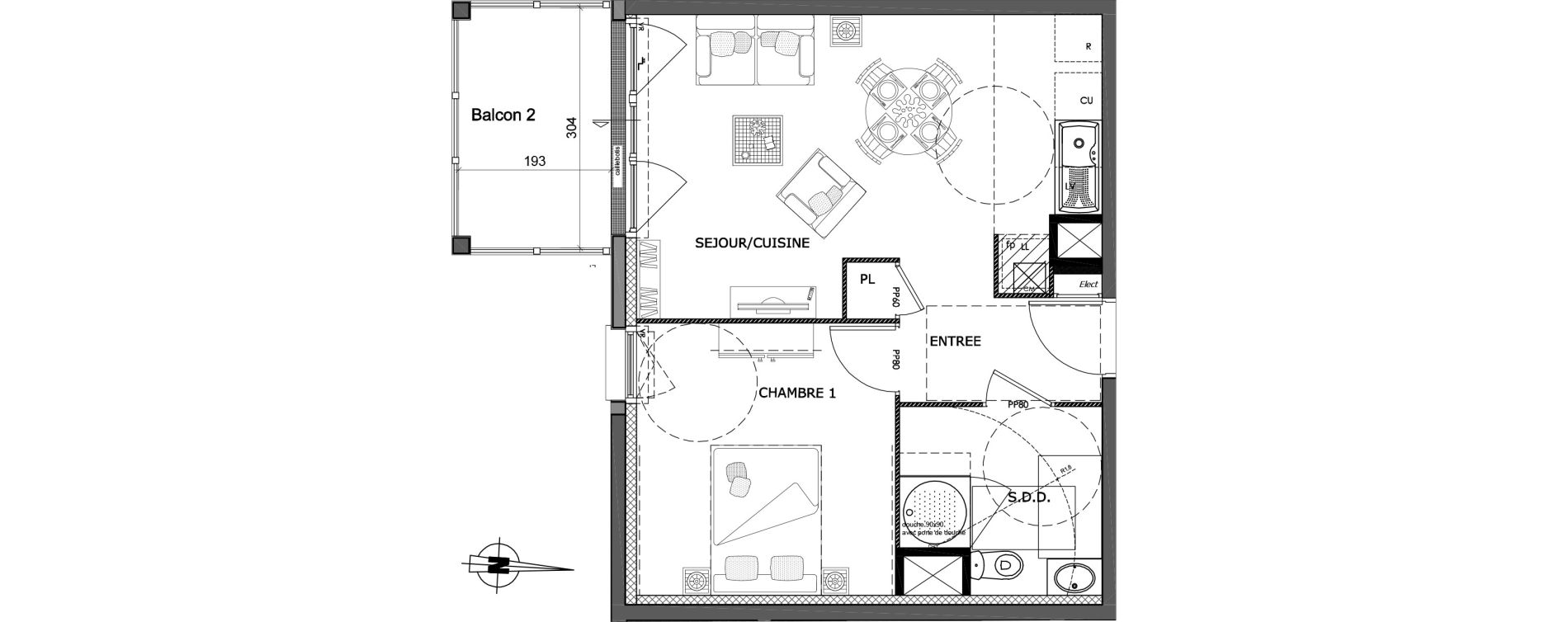 Appartement T2 de 41,57 m2 &agrave; Benerville-Sur-Mer Centre