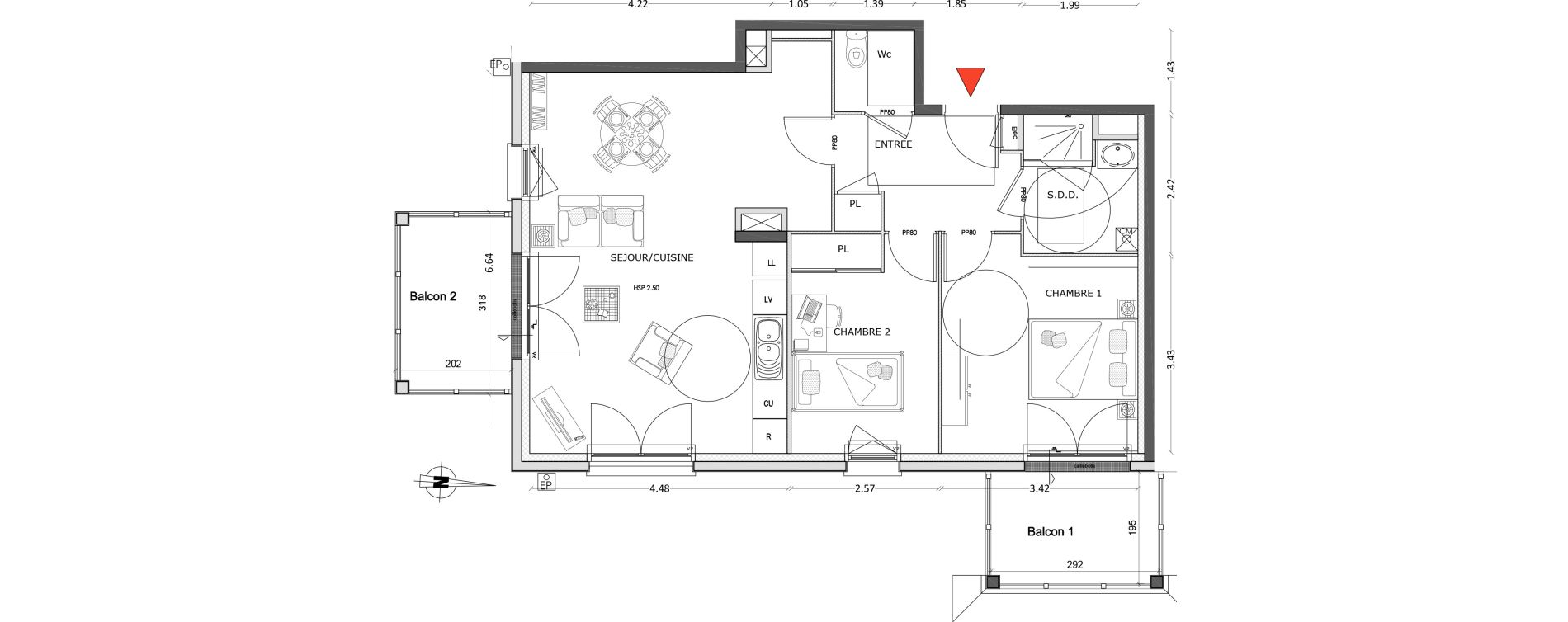 Appartement T3 de 66,76 m2 &agrave; Benerville-Sur-Mer Centre
