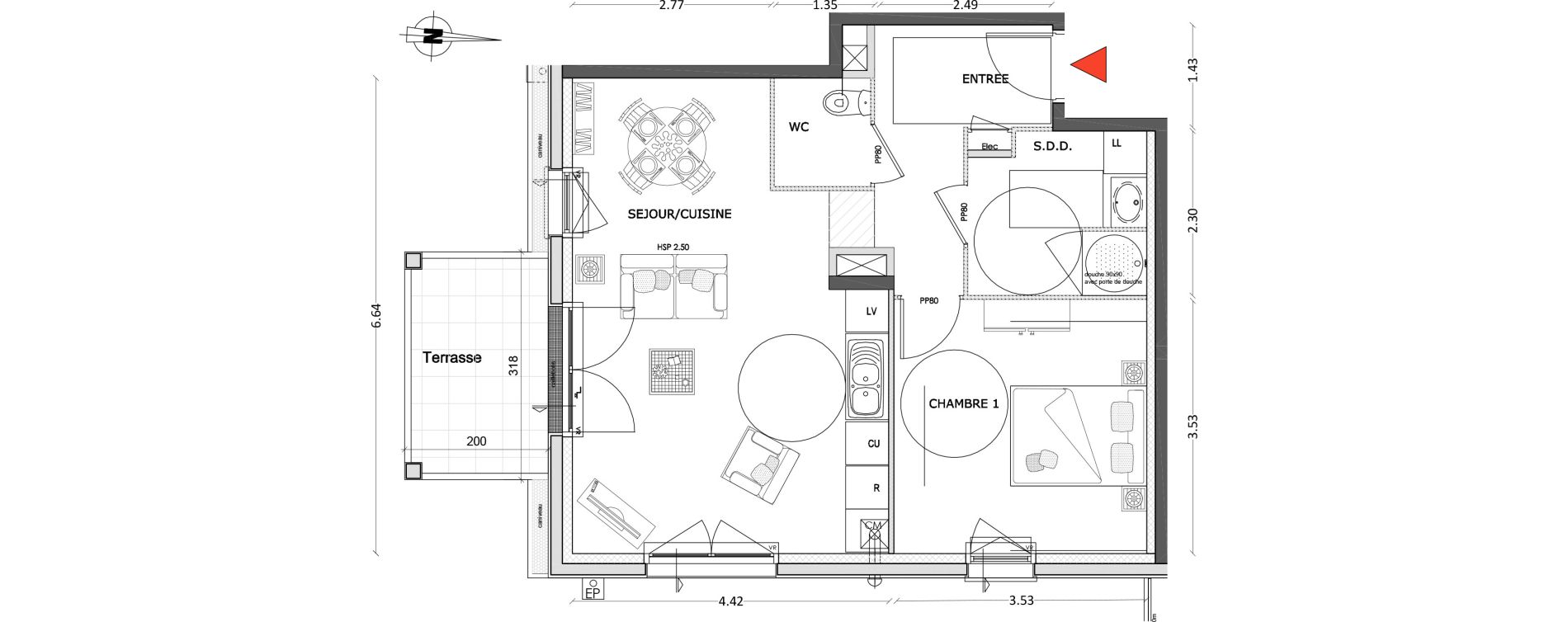 Appartement T2 de 52,43 m2 &agrave; Benerville-Sur-Mer Centre