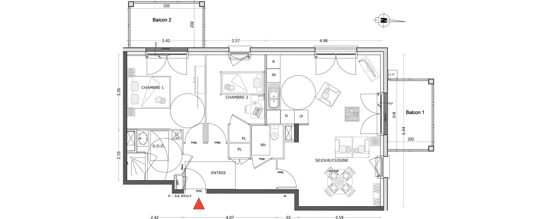 Appartement T3 de 64,85 m2 &agrave; Benerville-Sur-Mer Centre