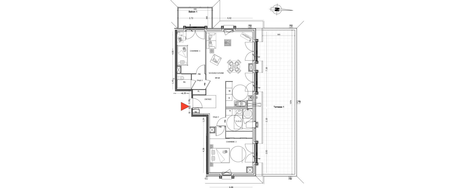 Appartement T3 de 73,78 m2 &agrave; Benerville-Sur-Mer Centre
