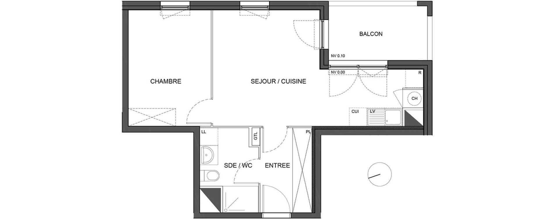 Appartement T2 de 41,20 m2 à Bénouville Centre